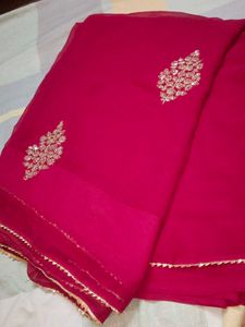 Elegant Pink Embroidered Saree