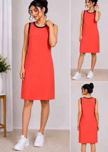 Vibrant Orange Sleeveless Dress