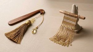 2 Bunches of Golden beaded fringe trims