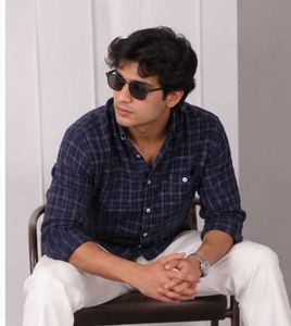 Men's Blue Checked Casual Shirt