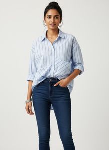 Fashionable Stripped Blue Long Shirt