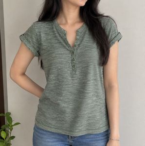 Green Henley Neck T-Shirt