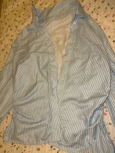 Striped Button-Up Shirt ruched