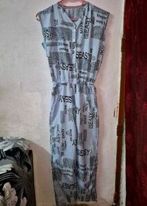 Light Blue Graphic Print Jumpsuit