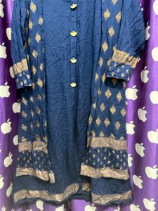 Stylish Navy Blue Kurti with Gold Print
