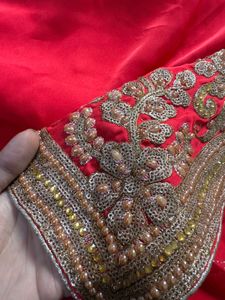 Elegant Red Embroidered Saree