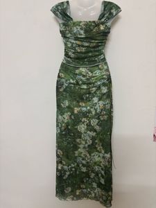 Green Floral Print Two-Piece Set