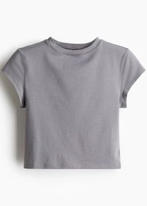 Basic Grey Cropped Jersey T-shirt