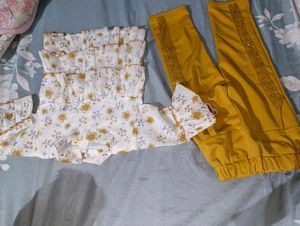 Cute Floral Print Kurta Set for Girls