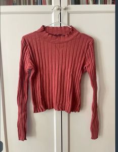 ZARA Ribbed Mock Neck Long Sleeve Top