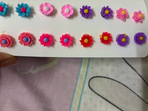 11 Pairs of Cute Flower Stud Earrings Set