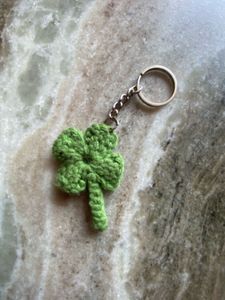 Crocheted Four Leaf Clover Keychain