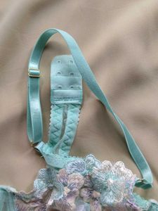 Light Blue Floral Embroidered Bra