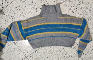 Striped Turtleneck Cropped Sweater