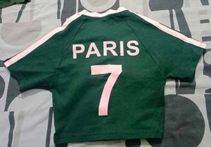Green Paris Number 7 Crop Top