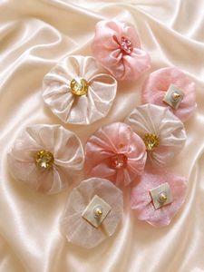 Charming Fabric Flower Stud Earrings set of 2 pair