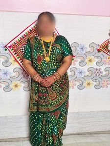 Gaji silk Green Bandhani Saree