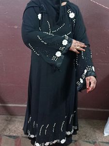 Fancy Abaya Stylish Stone And White Peal Workburka