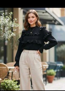 ZARA Black Ruffle Top