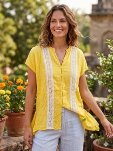 Yellow Embroidered Kurta Top