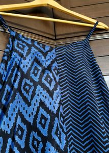 Svrnaa Blue Geometric Print Maxi Dress