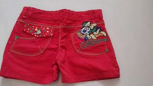 ❤️ Red Minnie Mouse Printed Denim Shorts ✨