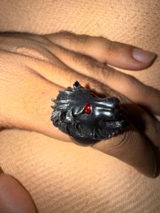 Unique Lion Head Ring with Red Eyes