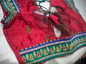 Net 2 Shade Heavy Work Sadi With Stich Blouse