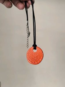 Orange Boho Pendant Necklace
