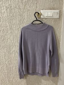 Lilac Knitted Mock Neck Sweater