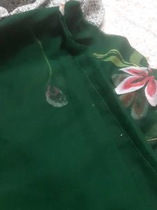 green flower print  saree