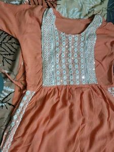 Peach Kurta Set with Pants