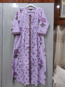 Lilac Floral Print Kurta Set