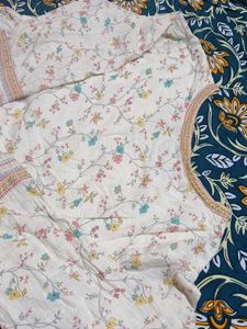 White Floral Kurta Set