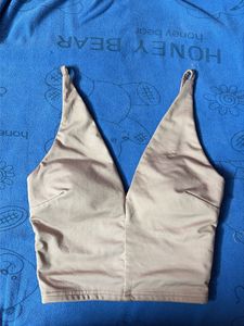 Stylish baby pink V-Neck crop top