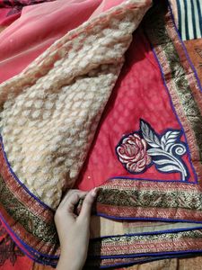 Elegant Embroidered Saree double colour