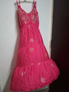 Beautiful Pink Tiered Maxi Dress