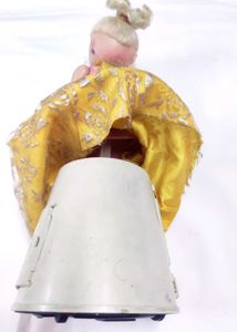Vintage Toy Doll in Yellow Brocade Dress