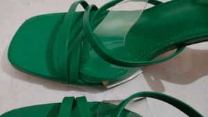Green Heels with Clear Straps