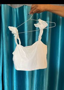 White Crop Top with Tie Straps