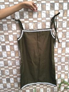 Olive Strappy Short Kurti 🫶🏻
