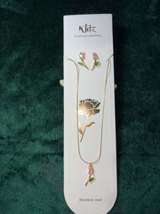 Anti tarnish tulip Necklace & Earring Set🌷