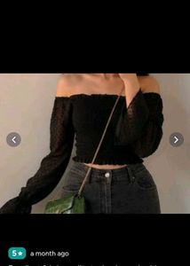 black off shoulder smocky top
