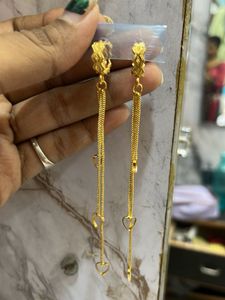 Gold Plated Heart Dangle Earrings