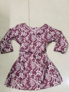 Maroon Floral Print Kurti