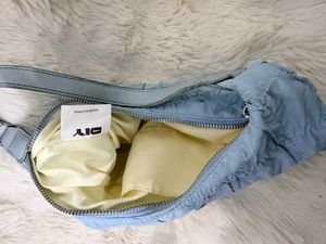 DIY Light Blue Ruched Shoulder Bag