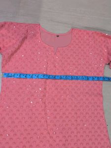 Elegant Pink Sequined Kurta