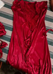 freesize Maroon Lingerie Set - Nightwear 5 pieces