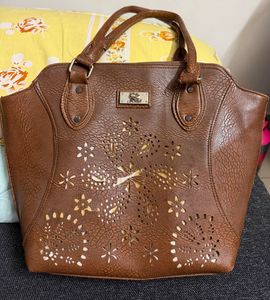 Stylish Brown Cut-Out Handbag
