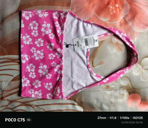 Pink Floral Halter Crop Top